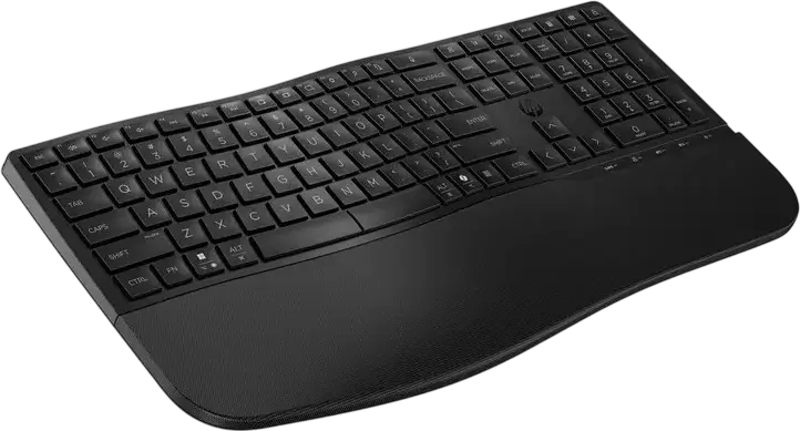 HP 680 Comfort Dual-Mode Wireless Keyboard 8T6L8AA, Bluetooth & 2.4 GHz, Ergonomic Wave Design with Palm Rest, 23 Programmable Keys, Copilot AI Key, Black