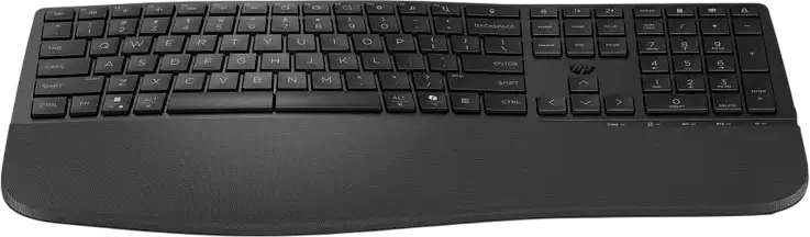 HP 680 Comfort Dual-Mode Wireless Keyboard 8T6L8AA, Bluetooth & 2.4 GHz, Ergonomic Wave Design with Palm Rest, 23 Programmable Keys, Copilot AI Key, Black