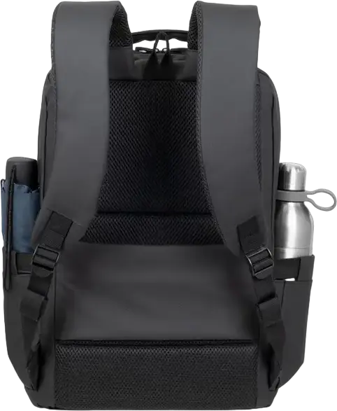 Rivacase Tegel 8435 Laptop Backpack for up to 15.6 inch Laptops, Water-Resistant Recycled rPET Polyester, Trolley Strap, Black
