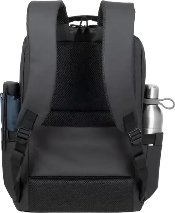 Rivacase Tegel 8435 Laptop Backpack for up to 15.6 inch Laptops, Water-Resistant Recycled rPET Polyester, Trolley Strap, Black