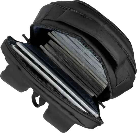 Rivacase Tegel 8435 Laptop Backpack for up to 15.6 inch Laptops, Water-Resistant Recycled rPET Polyester, Trolley Strap, Black