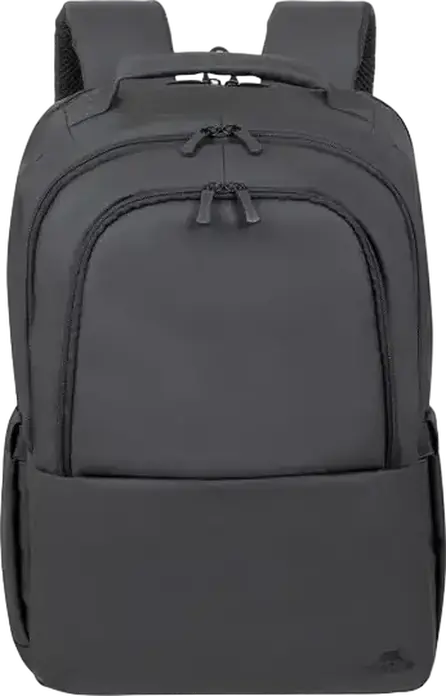 Rivacase Tegel 8435 Laptop Backpack for up to 15.6 inch Laptops, Water-Resistant Recycled rPET Polyester, Trolley Strap, Black