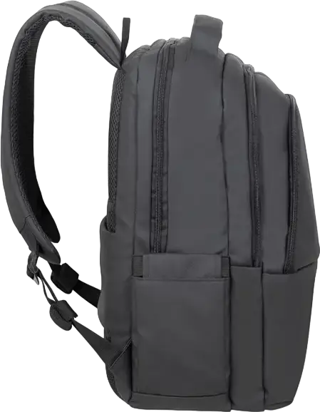 Rivacase Tegel 8435 Laptop Backpack for up to 15.6 inch Laptops, Water-Resistant Recycled rPET Polyester, Trolley Strap, Black