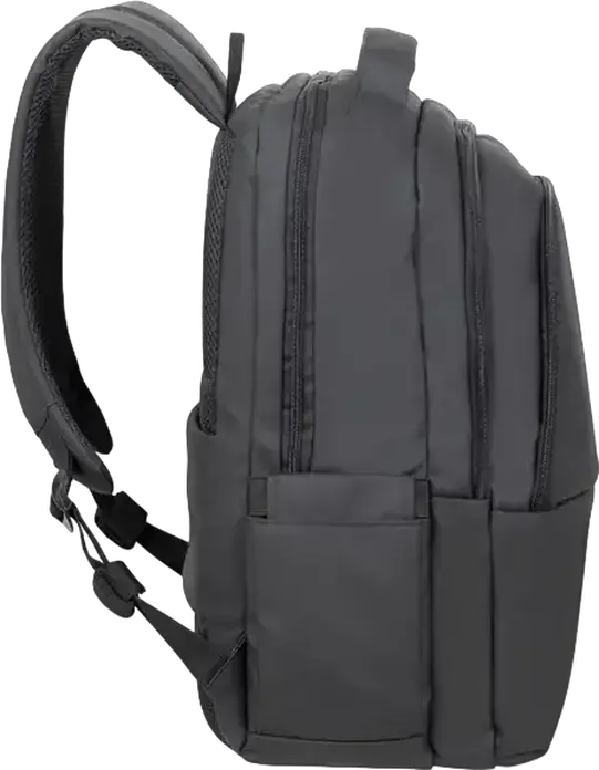 Rivacase Tegel 8435 Laptop Backpack for up to 15.6 inch Laptops, Water-Resistant Recycled rPET Polyester, Trolley Strap, Black