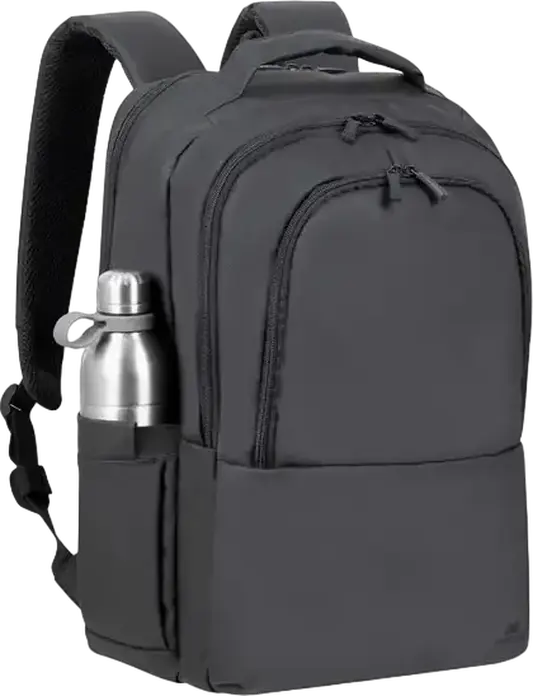Rivacase Tegel 8435 Laptop Backpack for up to 15.6 inch Laptops, Water-Resistant Recycled rPET Polyester, Trolley Strap, Black