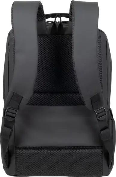 Rivacase Tegel 8435 Laptop Backpack for up to 15.6 inch Laptops, Water-Resistant Recycled rPET Polyester, Trolley Strap, Black