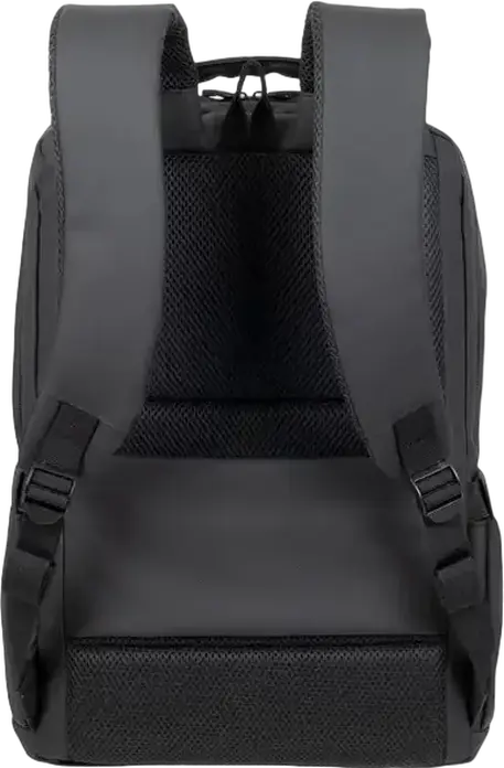 Rivacase Tegel 8435 Laptop Backpack for up to 15.6 inch Laptops, Water-Resistant Recycled rPET Polyester, Trolley Strap, Black