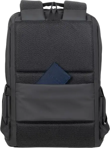 Rivacase Tegel 8435 Laptop Backpack for up to 15.6 inch Laptops, Water-Resistant Recycled rPET Polyester, Trolley Strap, Black