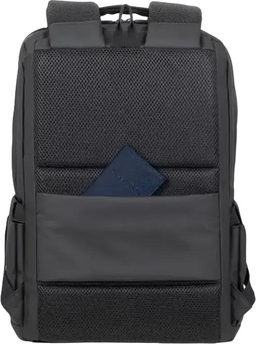 Rivacase Tegel 8435 Laptop Backpack for up to 15.6 inch Laptops, Water-Resistant Recycled rPET Polyester, Trolley Strap, Black