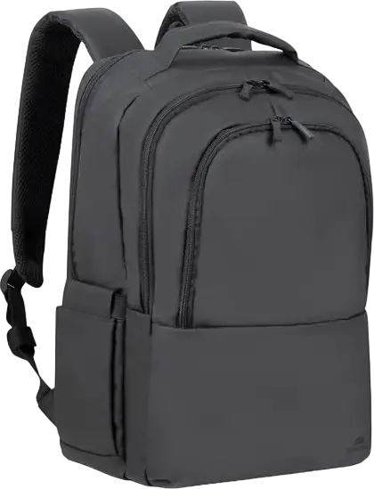 Rivacase Tegel 8435 Laptop Backpack for up to 15.6 inch Laptops, Water-Resistant Recycled rPET Polyester, Trolley Strap, Black