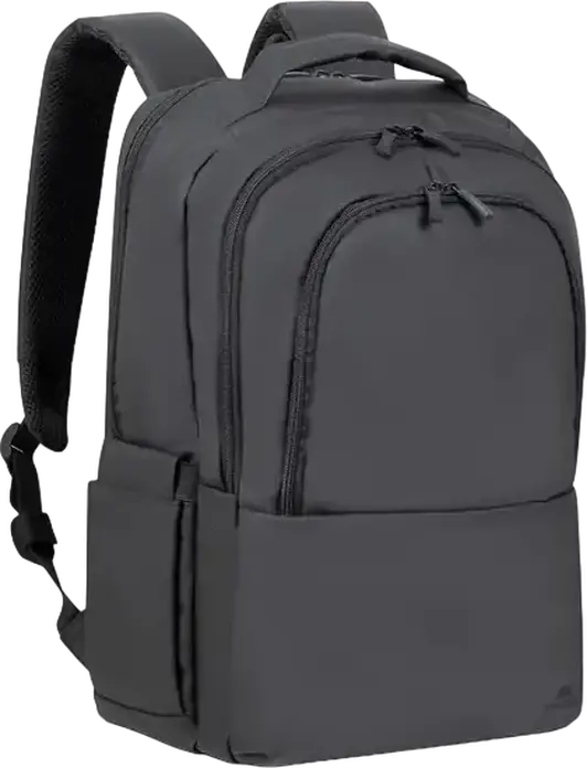 Rivacase Tegel 8435 Laptop Backpack for up to 15.6 inch Laptops, Water-Resistant Recycled rPET Polyester, Trolley Strap, Black