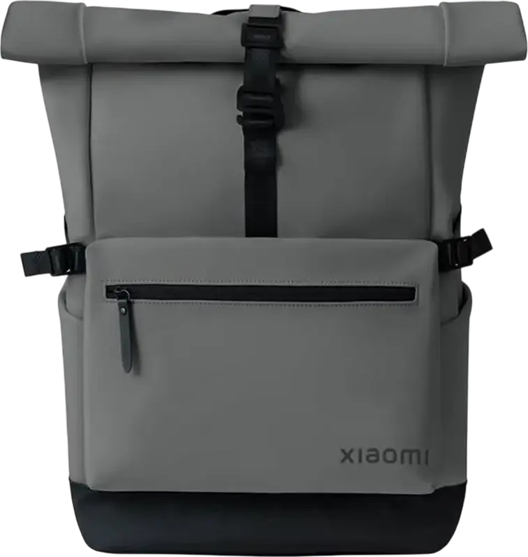 Рюкзак Xiaomi Roll Top Casual, 23 л, водонепроницаемый, серый, с отделением для ноутбука 15.6 дюймов, полиуретан и полиэстер, дышащая спинка