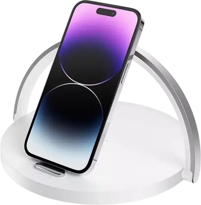 XO WX030 3-in-1 Wireless Charger, 15W Fast Charging Station, Night Light and Phone Holder, Qi Certified, USB Type-C, White