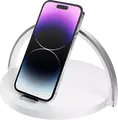 XO WX030 3-in-1 Wireless Charger, 15W Fast Charging Station, Night Light and Phone Holder, Qi Certified, USB Type-C, White