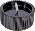 Lumânare Decorativă LED cu Baterii, Culoare Negru, Corp Cilindric cu Textură Exterior, Flacără LED din Plastic, 9.5 x 6.5 cm
