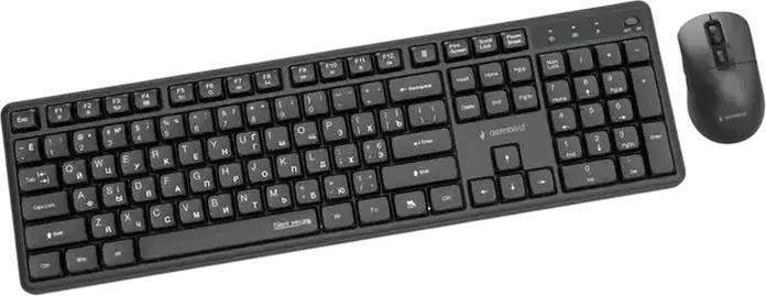 Gembird Silent key Pro Business KBS-WMS-01 Wireless Desktop Set, Black, Slim Silent Keyboard 105 Keys, Ergonomic 5000 DPI Optical Mouse, 2.4 GHz USB Nano-Receiver