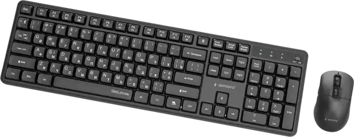 Gembird Silent key Pro Business KBS-WMS-01 Wireless Desktop Set, Black, Slim Silent Keyboard 105 Keys, Ergonomic 5000 DPI Optical Mouse, 2.4 GHz USB Nano-Receiver