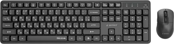 Gembird Silent key Pro Business KBS-WMS-01 Wireless Desktop Set, Black, Slim Silent Keyboard 105 Keys, Ergonomic 5000 DPI Optical Mouse, 2.4 GHz USB Nano-Receiver