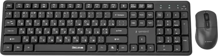 Gembird Silent key Pro Business KBS-WMS-01 Wireless Desktop Set, Black, Slim Silent Keyboard 105 Keys, Ergonomic 5000 DPI Optical Mouse, 2.4 GHz USB Nano-Receiver
