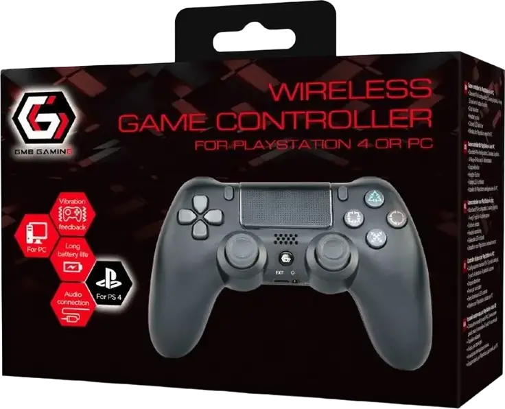 Gembird JPD-PS4BT-02 Wireless Gamepad for PlayStation 4 and Windows PC, Bluetooth 2.1 + EDR, Dual Vibration, RGB LED, Touchpad, Black