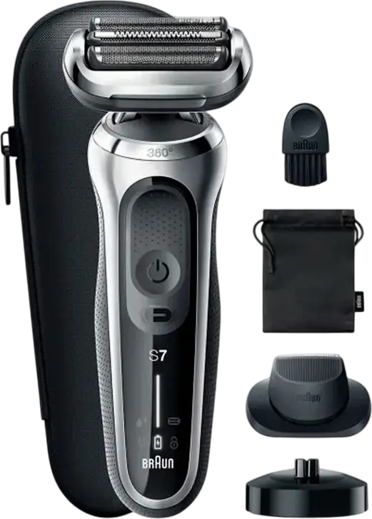 Braun Series 7 71-S4200cs Electric Foil Shaver, 360 Adaptive Head, AutoSense Technology, Wet & Dry Waterproof, Li-Ion Battery, Silver/Black