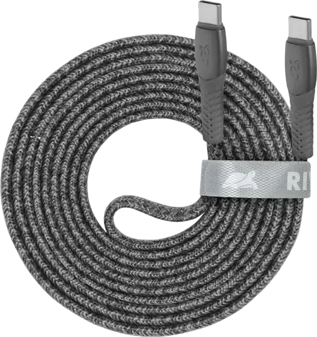 Cablu Rivacase PS6105 USB-C la USB-C Date și Încărcare, 60W Power Delivery, 3A, 480 Mbps, Nylon împletit Design Plat, Conectori Aliaj Zinc, 2.1m, Gri