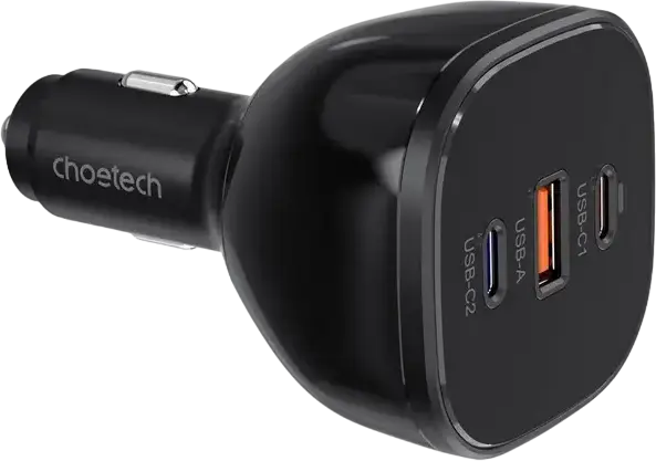 Incarcator Auto Choetech TC0024 165W, 3 Porturi cu 2x USB-C si 1x USB-A, Corp din PC si Aluminiu, Mufa Brichetar 12-24VDC, Negru