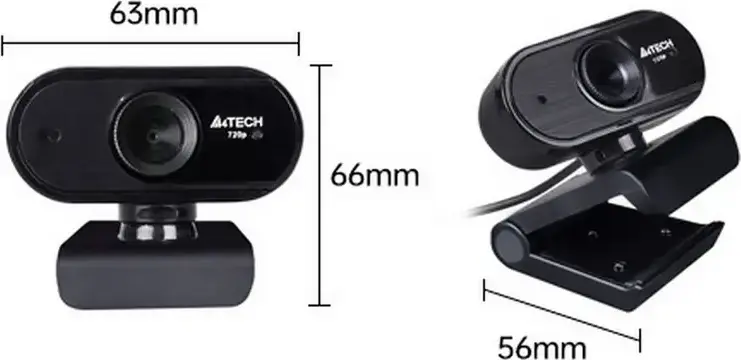 A4Tech PK-825P HD Webcam 720p 30fps with Noise Cancelling Microphone, Fixed Focus, 70 Degree Viewing Angle, USB 2.0, Tripod Mount, Black