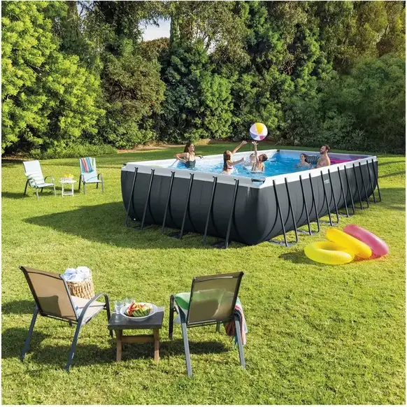 Piscina Rectangulara Intex 26364 Ultra XTR, 732x366x132 cm, Antracit, PVC SUPER-TOUGH, Cadru Otel Galvanizat, Pompa Filtrare cu Nisip 7.9 m3/h