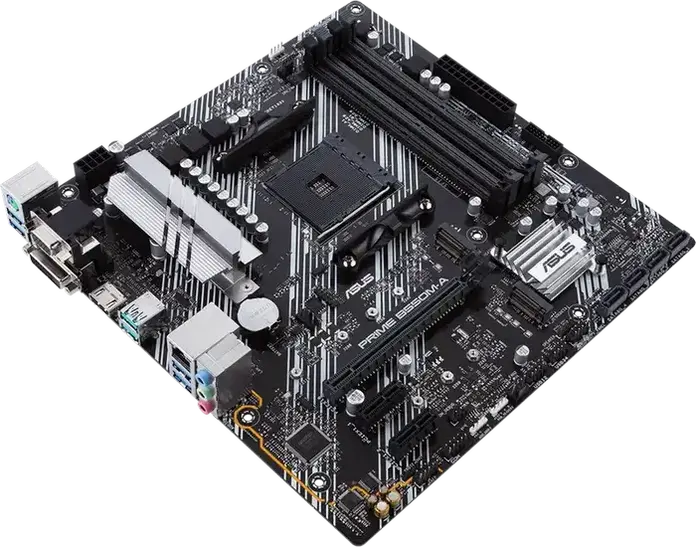 ASUS PRIME B550M-A Micro-ATX Motherboard, AMD AM4 Socket, B550 Chipset, DDR4 4866MHz (OC), PCIe 4.0, Dual M.2 Slots, HDMI 2.1, VGA, DVI-D