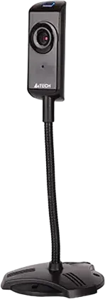 A4Tech PK-810G Webcam 480P VGA Glass Lens Fixed Focus USB 2.0 with Built-in Mono Microphone and Flexible Gooseneck Stand, Black