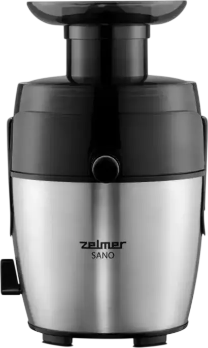 Sorcator de fructe și legume centrifugal Zelmer ZJE4800 Sano, 600W, Inox si Plastic, Tub Alimentare 65mm, Sistem Anti-Picurare, cu Sticla Tritan BPA-free