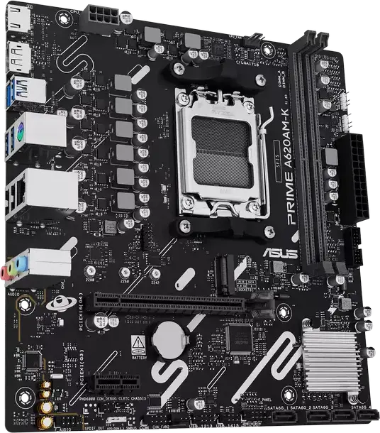 ASUS PRIME A620AM-K Motherboard AM5 AMD A620A Micro-ATX, DDR5 128GB, PCIe 4.0, M.2, HDMI 2.1, DisplayPort 1.4, for Ryzen 9000/8000/7000 Series