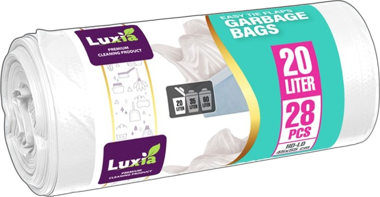 LUXIA Pungi p/u gunoi cu urechi 20 L 28 buc.(albi)  LUX-4098  /36