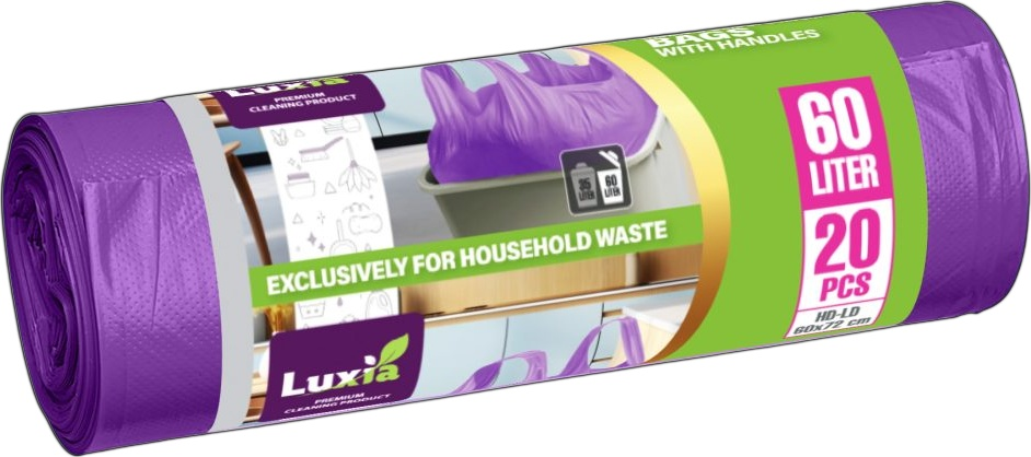LUXIA Pungi p/u gunoi cu minere 60 L 20 buc. (mov) LUX-4019  /35