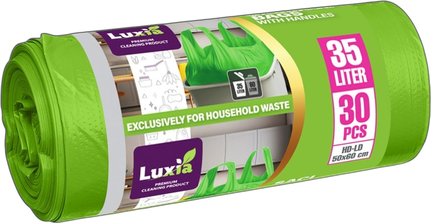 LUXIA Pungi p/u gunoi cu minere 35 L 30 buc. (verzi) LUX-4016  /35