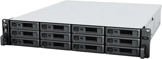 Synology RS2423+ RackStation NAS, AMD Ryzen V1780B 4-Core 3.35 GHz, 8 GB DDR4 ECC RAM, 12-Bay, 10GbE LAN, PCIe Gen3, Silver