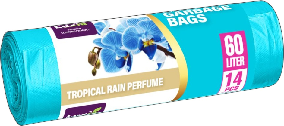 LUXIA Pungi p/u gunoi cu urechi 60 L 14 buc. cu aroma tropic (blue) LUX-4101  /30