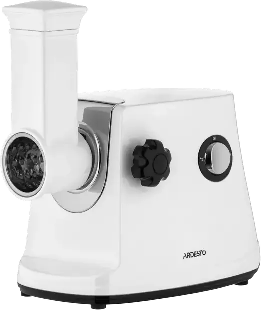 Ardesto MGA-1750R Electric Meat Grinder, 1600W Max Power, 1.6 kg/min Capacity, Reverse Function, 3 Grinding Plates, White and Stainless Steel