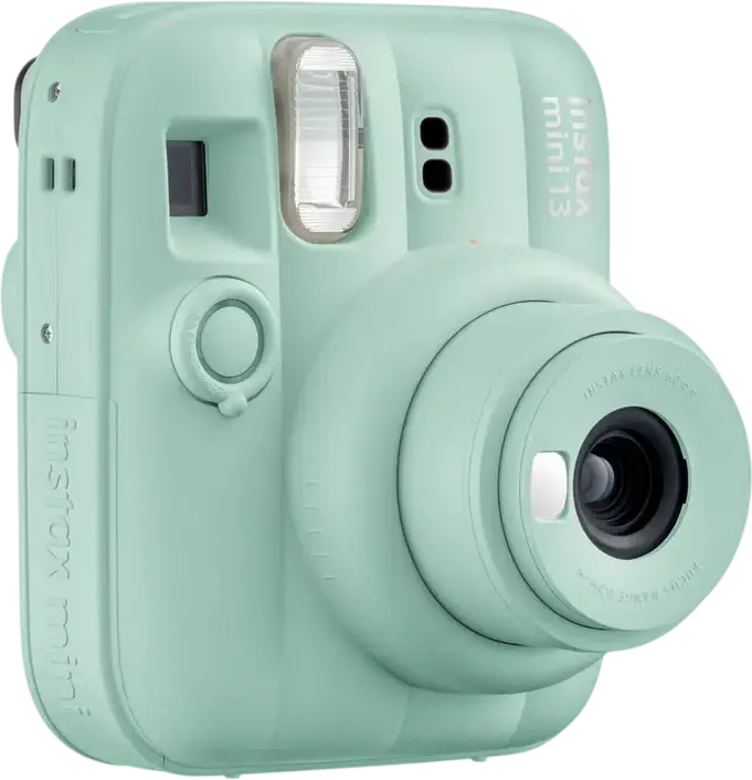 Fujifilm Instax Mini 13 Instant Camera, Lagoon Green, Automatic Exposure, Close-Up Mode, Built-in Flash, with Hand Strap and 2x AA Batteries