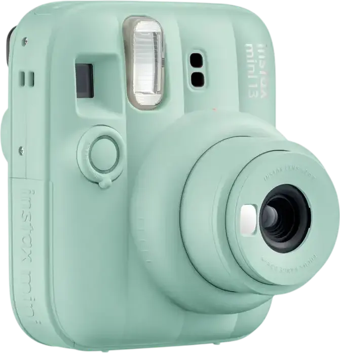 Fujifilm Instax Mini 13 Instant Camera, Lagoon Green, Automatic Exposure, Close-Up Mode, Built-in Flash, with Hand Strap and 2x AA Batteries