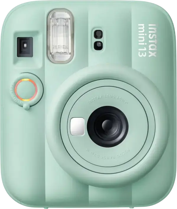 Fujifilm Instax Mini 13 Instant Camera, Lagoon Green, Automatic Exposure, Close-Up Mode, Built-in Flash, with Hand Strap and 2x AA Batteries