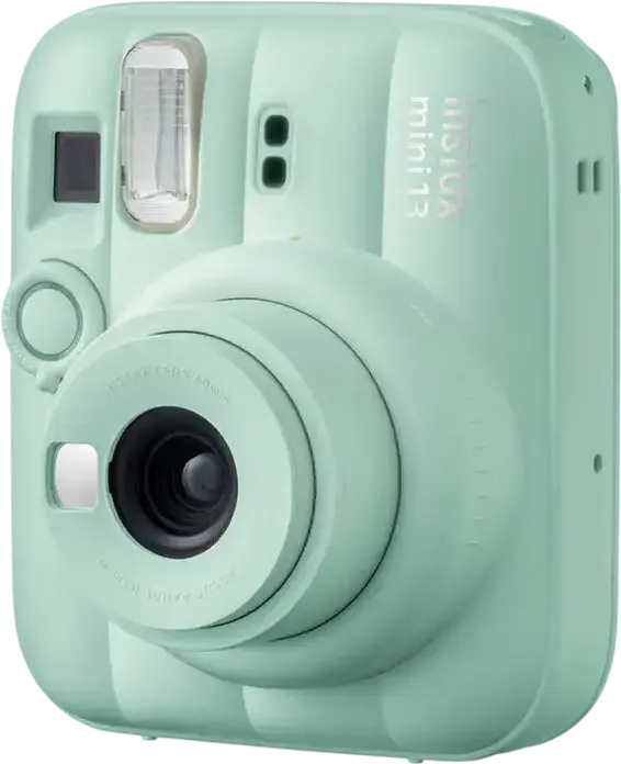 Fujifilm Instax Mini 13 Instant Camera, Lagoon Green, Automatic Exposure, Close-Up Mode, Built-in Flash, with Hand Strap and 2x AA Batteries
