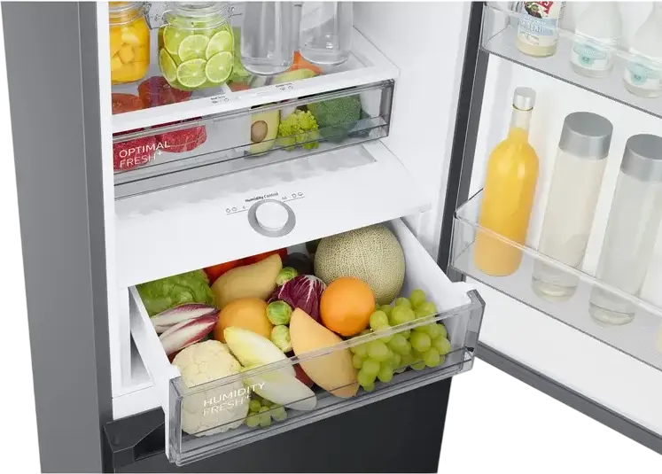 Samsung RB38C7B4EB1 Combi Refrigerator, No Frost, Digital Inverter, SpaceMax, 390L Net Volume, AI Energy Mode, SmartThings, Black, 203x59.5x65.8 cm
