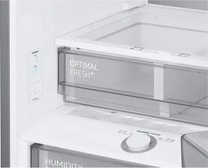 Samsung RB38C7B4EB1 Combi Refrigerator, No Frost, Digital Inverter, SpaceMax, 390L Net Volume, AI Energy Mode, SmartThings, Black, 203x59.5x65.8 cm