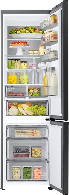 Samsung RB38C7B4EB1 Combi Refrigerator, No Frost, Digital Inverter, SpaceMax, 390L Net Volume, AI Energy Mode, SmartThings, Black, 203x59.5x65.8 cm