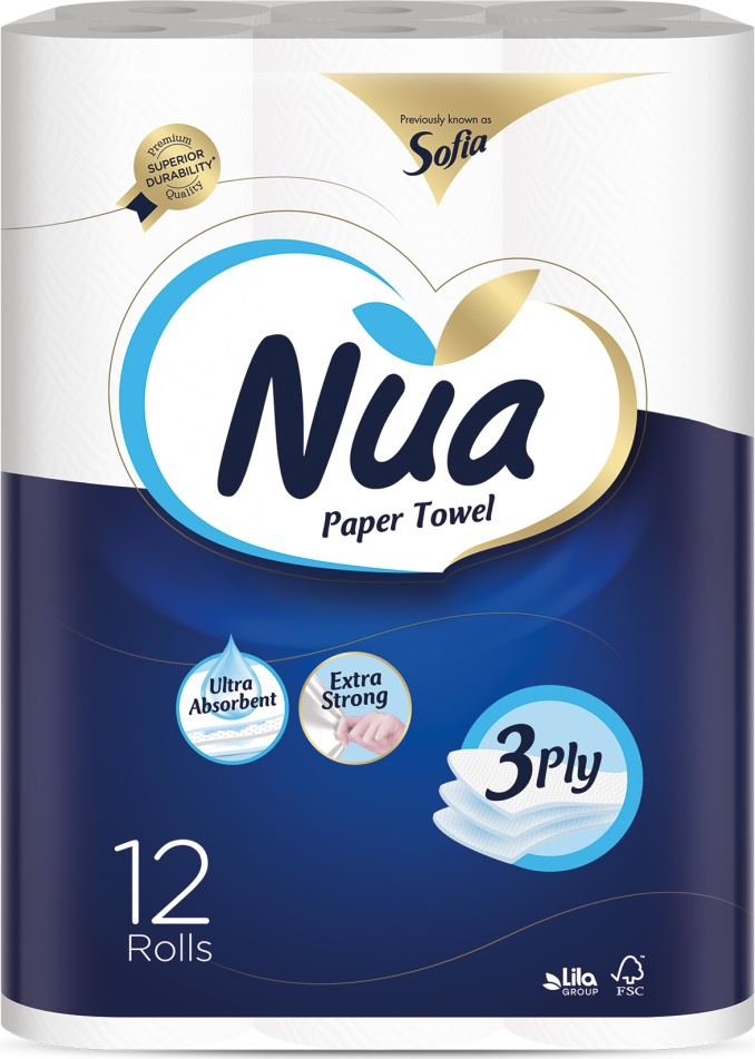 NUA Полотенца кухонные   12 рулона 3 слоя  10m
