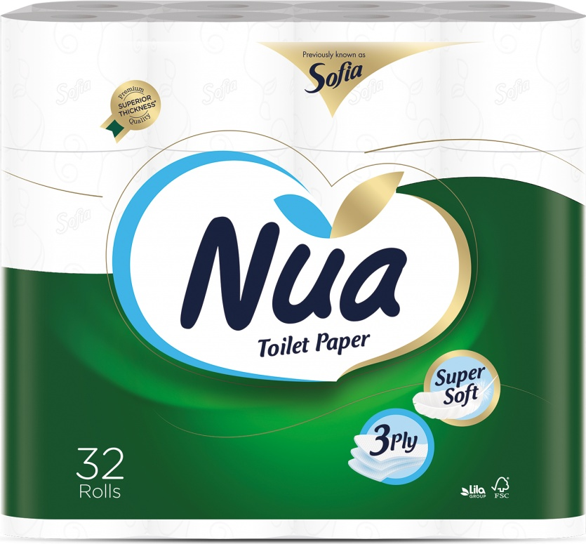 NUA Туалетная бумага  32  рул 3 слоя 18.2m