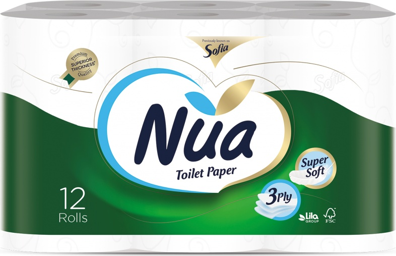 NUA Туалетная бумага  12  рул 3 слоя 18.2m
