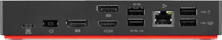 Док-станция Lenovo ThinkPad Hybrid USB-C с USB-A 40AF0135EU, 4K UHD 60Гц, 2x HDMI, 2x DisplayPort, питание 90Вт, RJ45 LAN, черный